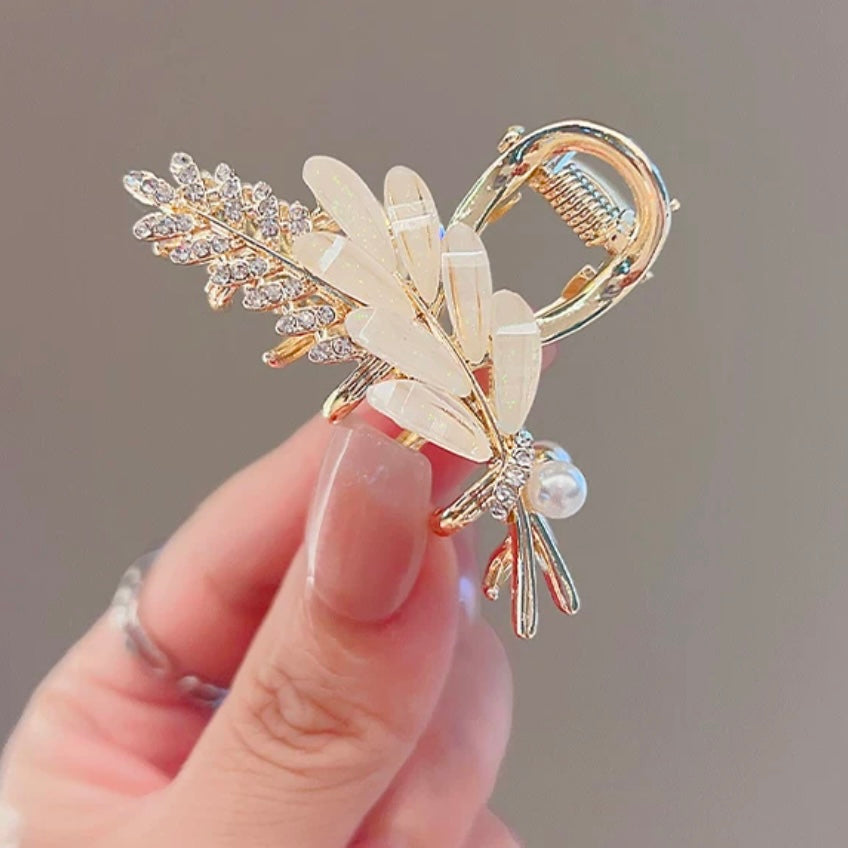Office to Bar-Crystal Wheat Ears Small Hairclip