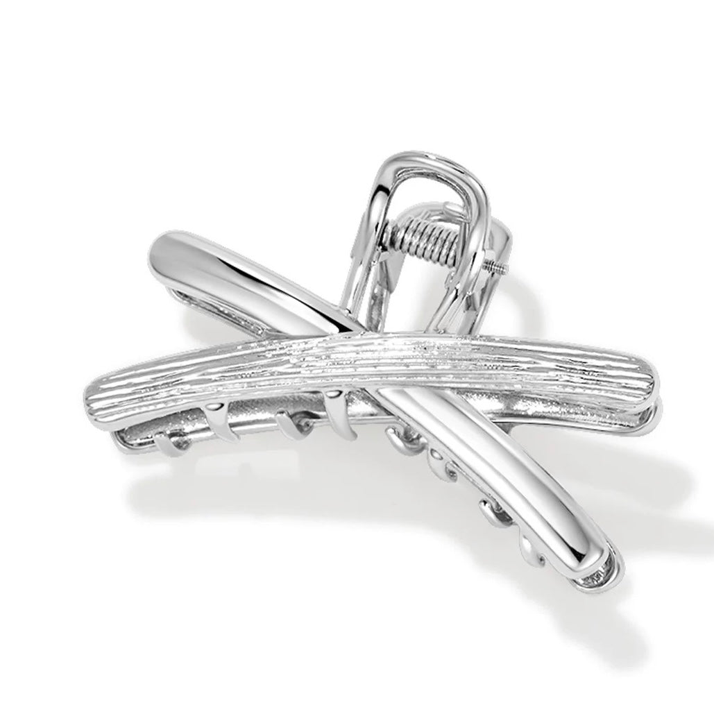 Executive Chic-Minimalist Style alloy hairclip with silver cross