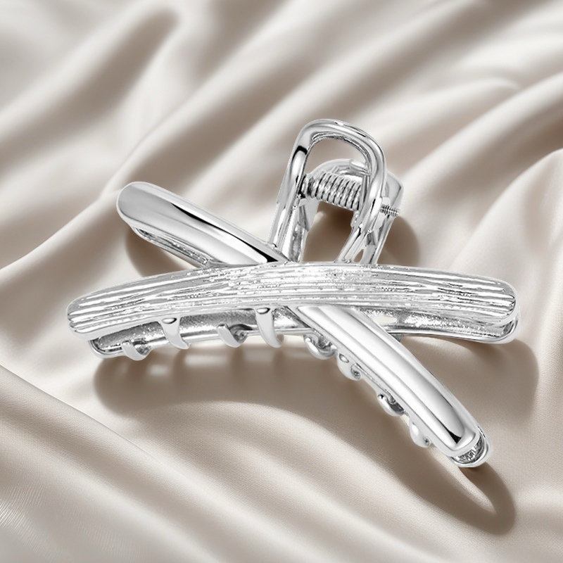 Executive Chic-Minimalist Style alloy hairclip with silver cross